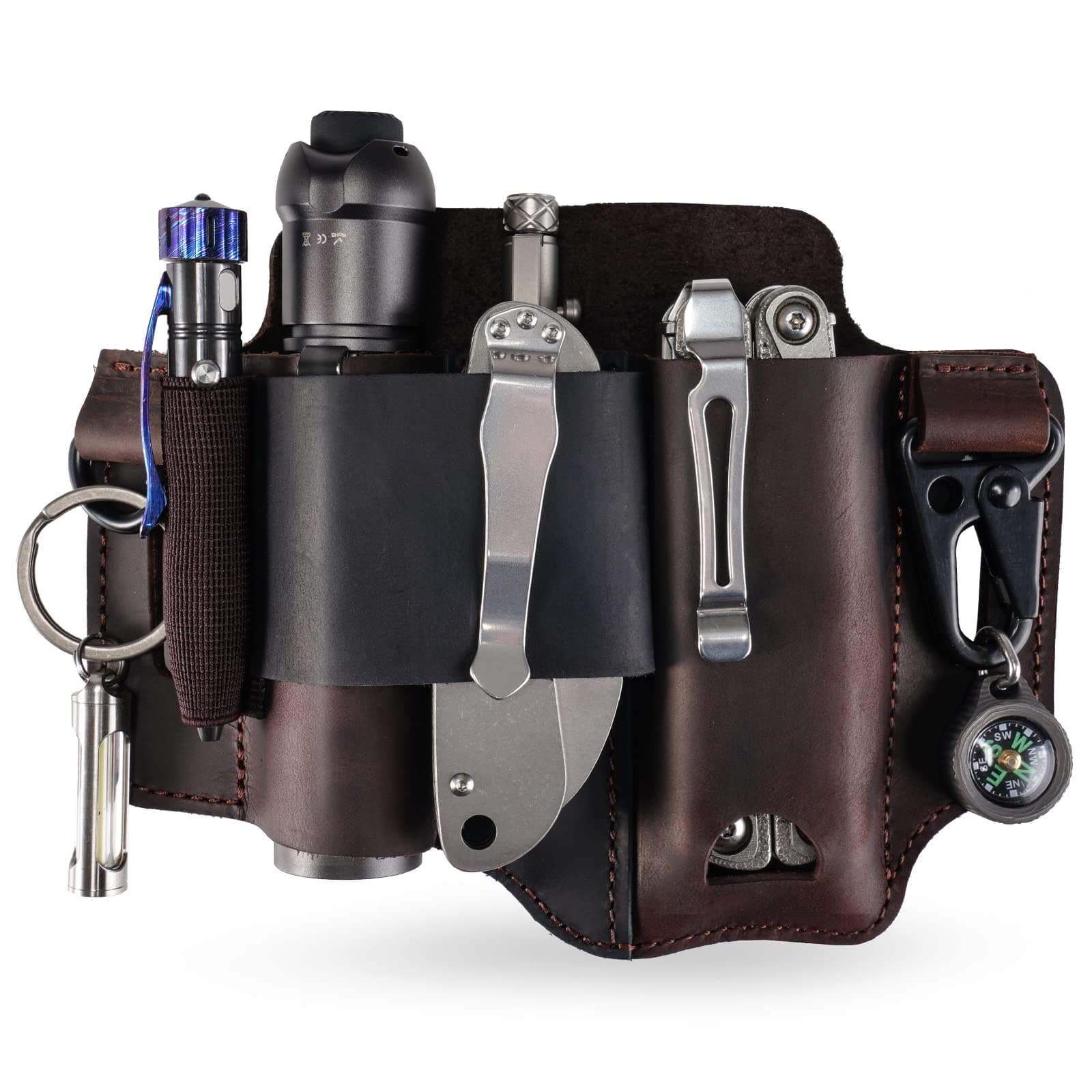 Sayram ST1/ST2 Multitool Leather Sheath with Key Holder, EDC Belt Organizer Knife Sheath for Leatherman Tools, Flashlight, EDC Pocket Organizer for Men