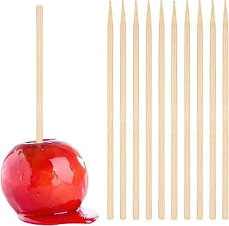 HANSGOWooden Candy Apple Skewers Sticks, 3mm 6inch Natural Bamboo Skewers BBQ Caramel Apple Sticks Cotton Candy Stick Rock Candy Stick Skewer Semi Pointed Lollipop Sticks Barbecue Corn Dog（350pcs）