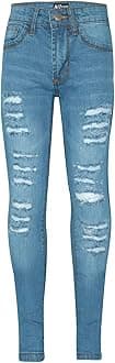Girls Ripped Jeans Comfort Skinny Stretch Jeans Lightweight Stretchable Denim Cotton Pants Age 3-14 Years
