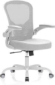 Office Chair, Ergonomic Desk Chairs 330LBS Capacity High Back Mesh Computer Chair with Flip-up Armrests, Comfy Work Chair with Adjustable Lumbar Support, Rolling Chair (Light Grey, One Size)
