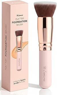 Makeup Brush Foundation Kabuki - Flat Top Face Brush for Liquid, Cream, and Powder Cosmetics - Full Coverage Blending, Buffing, Stippling, Contouring