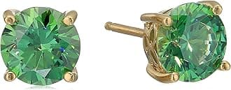 Yellow Gold Plated, Platinum or Rose Gold Plated Sterling Silver Infinite Elements Cubic Zirconia Stud Earrings | White, Blue, Green, or Pink Cubic Zirconia