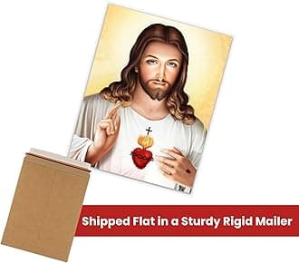 イエスの聖心宗教的なホームデコレーション&イエスキリストのモダンペインティング、リビングルームの装飾聖心イエスウォールアート、イエスの写真ポスター、サグラド装飾ホームオフィス(8x10)