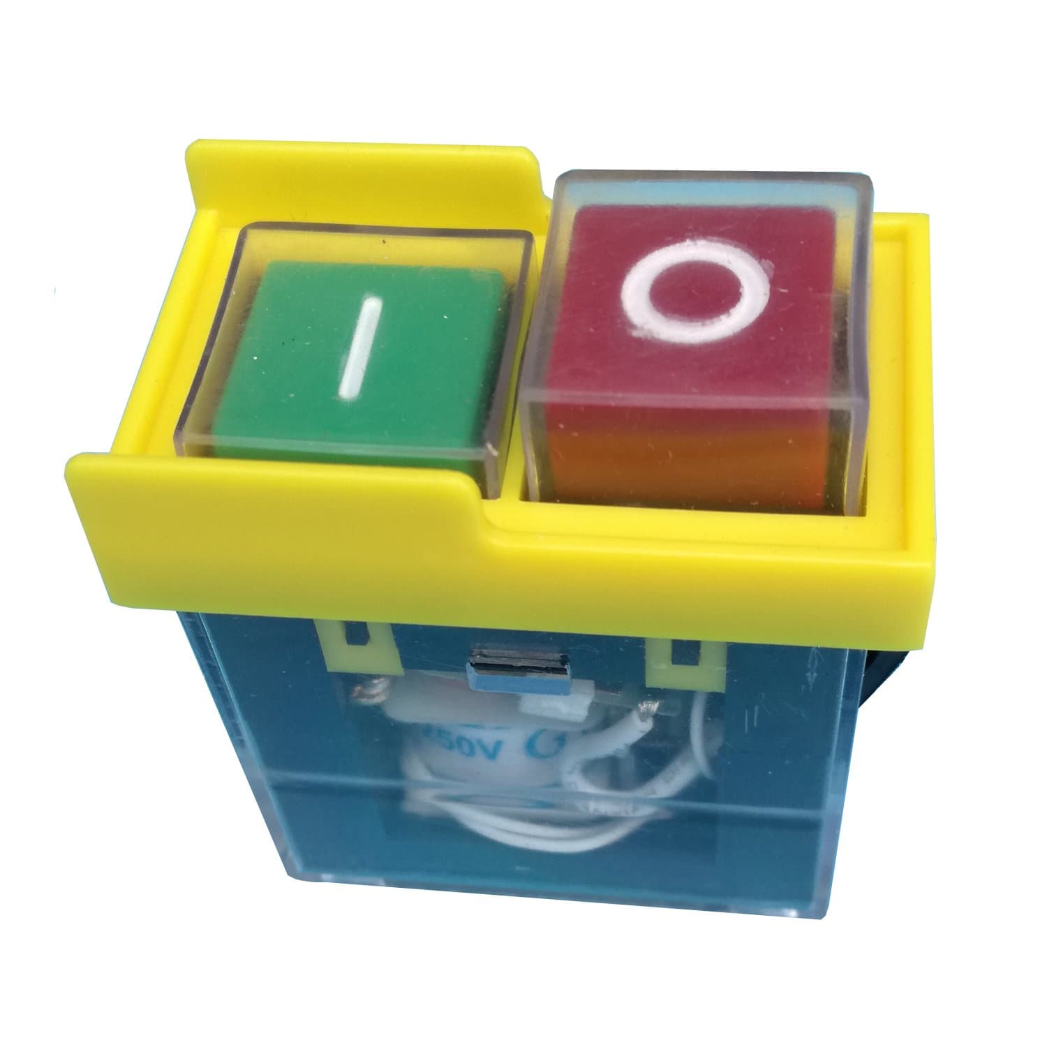 KJD6 5E4 220V Industrial Waterproof Electromagnetic Pushbutton Switch Power On Off Push Button Switches for Drill Saw Cutter Machine, Pack of 2, Yellow