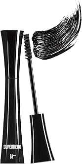 IT Cosmetics Superhero Mascara – Volumizing & Lengthening Black Mascara, Buildable Lash Volume, Collagen, Biotin, Peptides, Lifting & Curling Formula, Super Black Pigment, Suitable for Sensitive Eyes