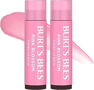 Burt's Bees Lip Tint Balm Stocking Stuffers Gifts, Long Lasting 2 in 1 Duo Tinted Balm Formula, Color Infused with Hydrating Shea Butter for a Natural Looking Buildable Finish, Pink Blossom (2-Pack)