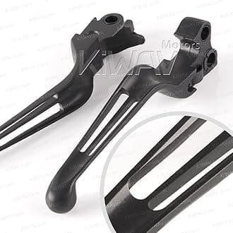 KiWAV Slotted Cut 10202B Ergonomic Hand Control Levers Black Compatible with Harley OEM #45075-07, 45459-07