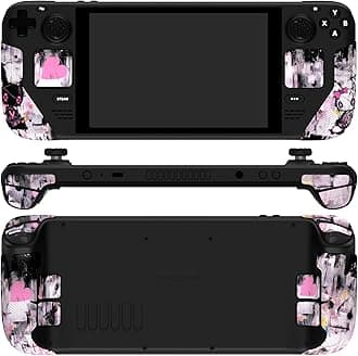 PlayVital Premium Split Handle Grips for Steam Deck LCD & OLED - Soft Rubber Pads, Trackpads Skin, Trigger Back Button With Thumb Grips - Hexagonal Diamond Textured Lovely Punky Bunny