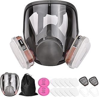 Ouna Full Face Cover, Reusable Respirator Cover 18 In 1 Gas Organic Vapor Wide Field Of View For Painting Machine Polishing Welding And Other Work Protection
