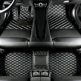 Custom Luxury Car Floor Mats Suitable for All Sedans, Sports Cars,SUV, Business Vehicles, Trucks, Waterproof and Anti Slip Fully Covered Leather Floor Mats (Black)