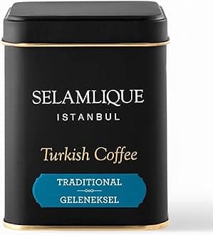 SELAMLIQUE ISTANBUL Traditional Flavoured Ground Turkish Coffee | Finely Ground for Smooth Brew | Premium Arabica Beans | Stone-Milled Medium Roast | Authentic Spiced Turkish Coffee – 125g Box