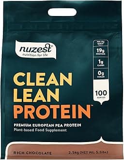Vegan Protein Powders by Nuzest - Clean Lean Protein - Rich Chocolate - Plant Based Pea Protein Shake - Low Calorie & Low Carb - Gluten Free - Dairy Free - 2.5kg (100 Servings)