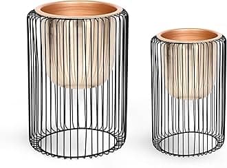 INDIAN DECORMART Metal Floor Gold Pot with Black Wire Stand for Living Room Indoor Balcony for Home and Garden