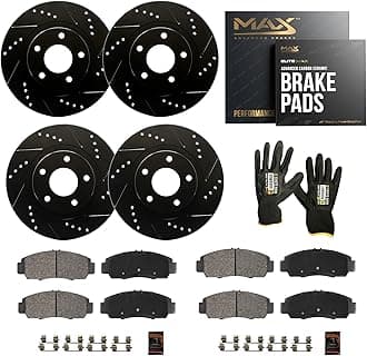 MAX Advanced Brakes - Brake Kit For 2009-2017 Chevrolet Traverse, 2007-2017 GMC Acadia, Buick Enclave| Carbon Ceramic Brake and Rotor Kit Front and Rear| Drilled Slotted Brake Rotors
