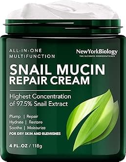 New York Biology 97.5% Korean Snail Mucin Moisturizer - Face Cream 4 Fl Oz - 100 g - Face Moisturizer for Dry Skin - Skin Care Moisturizing and Hydrating Facial Moisturizer