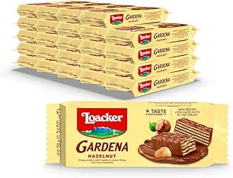 Gardena Hazelnut - Premium Milk Chocolate Covered Crispy Wafer Snack Bars with Hazelnut Cream Filling - Pack of 25 individually wrapped snacks