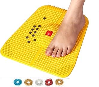 ACi Acupressure Reflexology Magnetic Pyramidal Therapy Power Pain Relief Energy Foot Health Mat Set Of 1 + Sujok Rings Set Of 5 L X W X H – 30 X 30 X 7 Cm Yellow Mat