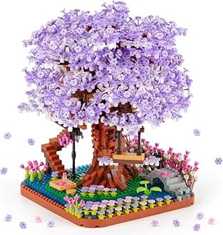 Cherry Blossom Bonsai Tree Micro Building Set, Japanese Sakura Tree House Model Sets, Flowers House Mini Bricks Building Kit, Creative Toys for Teens Adults 14+ (2200PCS)