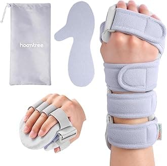 Stroke Resting Hand Splint Right&Left Resting Hand Splint with Finger Separator Functional Night Immobilizer Wrist Finger Brace for Carpel Tunnel Pain,Sprain Fracture,Tendonitis (Right,Grey)