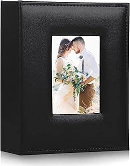 RECUTMS Photo Albums 6x4 Photo Album 200 Photos Pockets Black PU Leather Cover photos Album Slip In Albums 4x6 Photo Slot For Family Wedding baby Holiday Anniversary Album（Black）