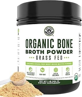 Left Coast Performance Organic Grass Fed Beef Bone Broth Protein Powder - 470ml, 20 Servings. Unflavoured, Pure. Keto Friendly Protein Powder. Paleo, USDA Certified Organic,