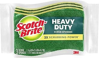 Scotch-Brite Heavy Duty Scrub Sponge, 24 Kitchen Sponges Designed for Tough Messes in the Kitchen that Last 3X Longer*, Best for Cast Iron Skillets and Outdoor Grills, Flexible, Durable, and Strong