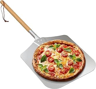 onlyfire Long Metal Pizza Peel with Wooden Handle for Indoor & Outdoor Grill Oven, 12 x 14 inch Pizza Baking Spatula Paddle for Baking Bread Pies, 36 Inch Long
