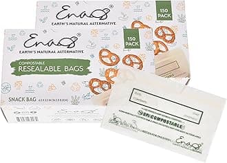 Earth's Natural Alternative Compostable Food Storage Bags, Reusable, Heavy-Duty | Resealable | Freezer Safe | Off-White | Pack of 6
