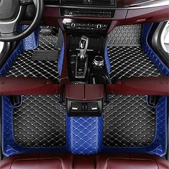 Custom Car Floor Mats Compatible with Mercedes-Benz A B C E G CL CLA CLK CLS ML EQA EQB EQC EQE EQS EQV GLA GLB GLC GLK GLS SLK SL SLC S R AMG GT Waterproof Car Mat (e-Black#Blue)
