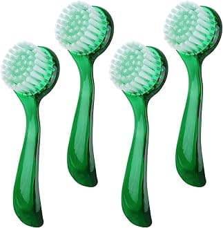 Facial Cleansing Brush, Facial Exfoliating Brush Face Wash Scrub Exfoliator Brush for Makeup Skincare Removal, 4 Pack (Green)
