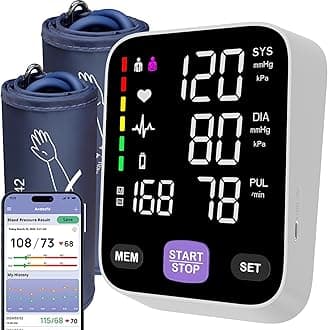 Automatic Bluetooth Blood Pressure Monitor - Home Use with 17" Large & 21" XL Extra Large Cuff, Free APP Sync Apple Health Google Fit, Large Display Smart BP Machine for Seniors