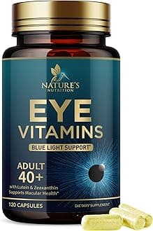 Eye Vitamins - Eye Vitamin & Mineral Supplement Contains Lutein, Zeaxanthin, Zinc, Vitamin C & E - Adult Eye Health Supplement Supports Vision, Dryness, Eye Strain, Macular Sensitivity - 120 Capsules