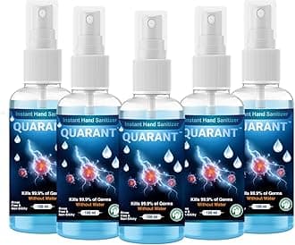 80% Alcohol Based Instant Hand Sanitizer Spray, Small Pocket Size Liquid Spray Bottle, Kills 99.9% Germs, WHO Recommended Formula & FDA Approved, 100 ML (Pack of 5)