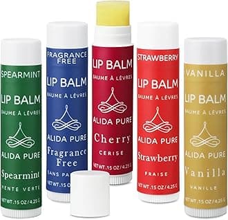Melody Lip Balm Collection, Vegan Lip Balm Set, Beeswax Free, with Avocado Oil, Organic Jojoba Oil, and Vitamin E, Natural Moisturizer for Dry, Chapped Lips, 5 Tube Set