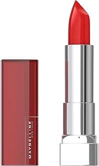 Maybelline Color Sensational Lipstick, Lip Makeup, Cream Finish, Hydrating Lipstick, Nude, Pink, Red, Plum Lip Color, Red Revival, 0.15 oz; (Packaging May Vary)
