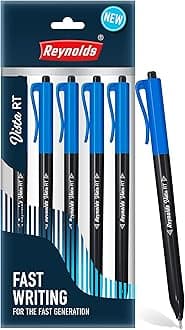 Reynolds VISTA Ball Pen SET - 5 BLUE PENS WITH COMFORTABLE GRIP |BLUE BALL PENS FOR WRITING | PEN FOR STUDENTS & OFFICE STATIONERY | 0.7 mm TIP SIZE