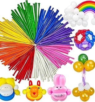 Rubber Twisted Rainbow Balloon Kit Pack OF 100 PCS With Air Pump For Kids To Play/Celebrate Birthday/Occassion/Decoration Balloon