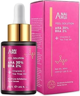 ANAiRUi AHA BHA Peeling Solution for Face - Glycolic Acid & Salicylic Acid Peel Serum – AHA BHA Exfoliant for Fine Lines & Wrinkles, Pores and Acne Spots, 30ml