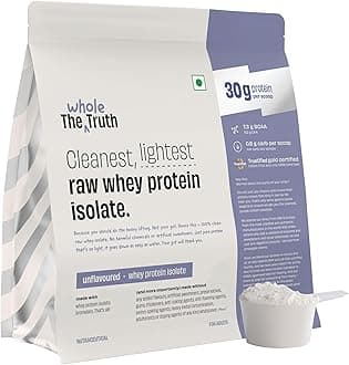 The Whole Truth Whey Protein Isolate Unflavoured |1 kg (2.2 lbs) | 30g Protein| 7.7g BCAA | 100% Authentic Whey & No Adulteration | Improved Strength, Faster Recovery & Muscle Building | Vegetarian