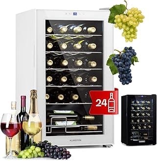KLARSTEIN Free-Standing Wine Cooler Drinks Fridge, 63L Single Zone Fridge for Prosecco & Beer Bottles, Wine Fridge with Glass Door, Indoor/Outdoor Bar Cooler, 24 Bottles