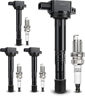 UF311 Ignition Coil & 9807B-561BW Double Iridium Spark Plug For Honda 03-07 Accord,02-11 Civic,02-09 CR-V,03-11 Element,04-05 S2000/06-11 Acura CSX,02-06 Acura RSX Replaces#C1382 UF583 5C1382