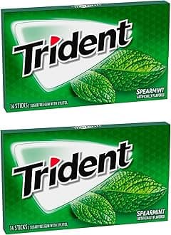 Spearmint Imported Gum, 14 Sticks (Pack of 2), Green & White