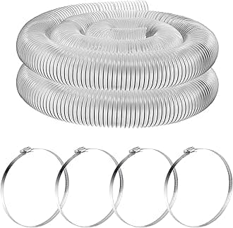 Amylove 2.5 Inch, 10 ft Heavy PVC Dust Collection Hose, Flexible Clear PVC Fume Hose with Stainless Steel Wire Coil and Clamp, Puncture Resistant Vacuum Fittings Dust Collector Accessories