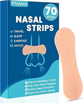 Nose Strips (70 Count) | Nasal Strips for Snoring & Breathing | Extra Strength Nose Strips for Sensitive Skin | Hypoallergenic & Sweat-Resistant | Universal Fit | Natural Color