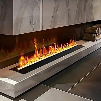 200cm 7-Color 3D Flame Effect Fireplace | No-Heat Decorative Steam Vapor Fireplace Ultra-Thin Metal Panel, Remote & Touch Control – Safe Ambiance for Homes, bars and resturant