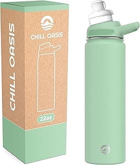 Water Bottle | Compatible With Popular Flavor Cartridges | BPA Free, Leak Proof, Double-Walled Vacuum Insulated Stainless Steel, and Dishwasher Safe | Cold for 24 Hours (Sage, 22oz)