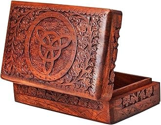– Ajuny Handmade Antique Wooden Jewelry Box | Hand carved Multipurpose Keepsake Rosewood Storage Ladies Retro Travel Mini Organizer | Vintage Decorative Chest Trinket Holder Gift