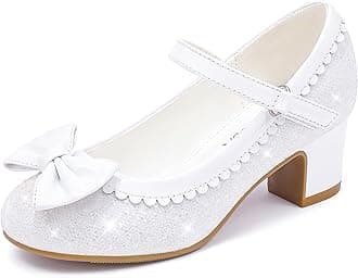Princess Shoes High Heel Toddler Girls Dress Shoes Cute Bowknot Sparkle Mary Jane Flower Girls Wedding Birthday Party Prom for Little Big Kids