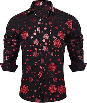 DiBanGu Mens Christmas Dress Shirts,Casual Xmas Long Sleeve Button Down Shirt for Men Holiday Festive Shirt Vacation Party
