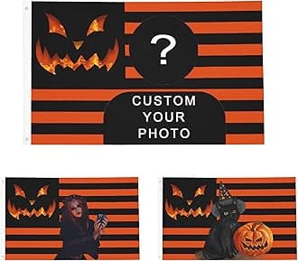 OHORTEB Custom Photo Flag Design Your Own Picture Text Logo Personalized Flag Customizable Image Gifts for Indoor Outdoor Decoration (Orange (Halloween), 5X8 FT)